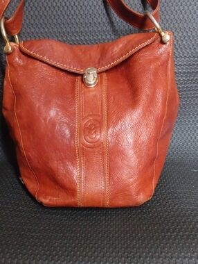 Marino ORlandi Brown Leather Shoulder Bag with Gold Hardware